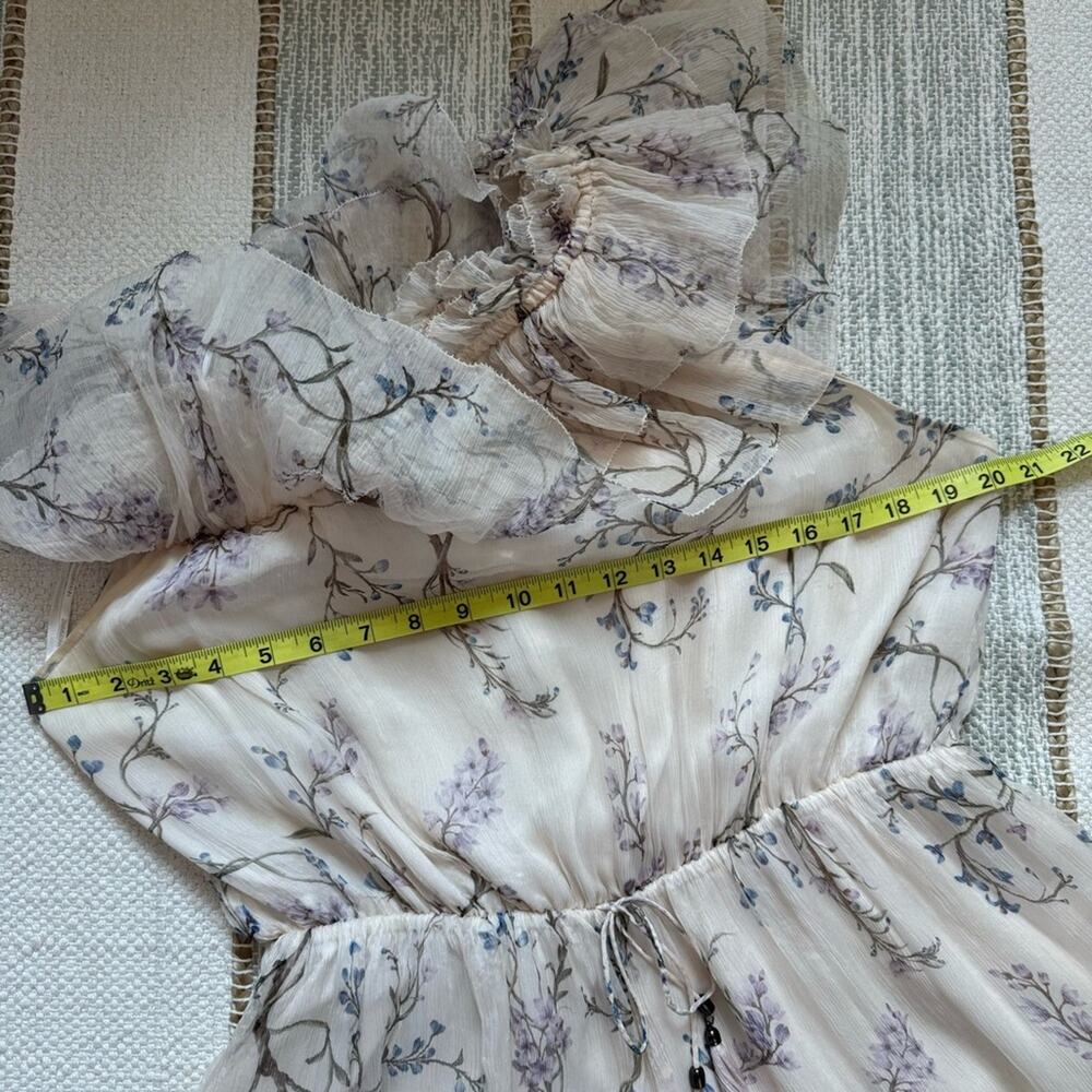 Zimmerman Beige Floral 100% Silk One Shoulder Ruffled Playsuit Women’s 3 US 10 - Picture 8 of 13
